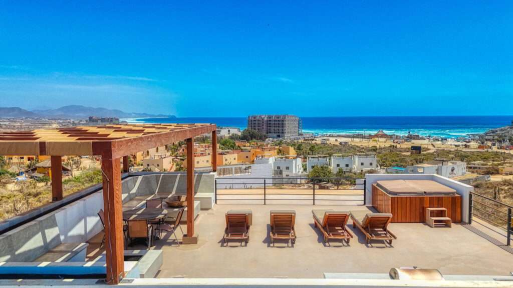 Cabo del Sol Cerritos Steps from Cerritos Beach..Welcome to your dream coastal retreat! Located just a 2-minute stroll from the famous Cerritos Beach and its vibrant beachfront restaurants, this fully furnished, turnkey penthouse condo offers the ultimate blend of luxury, comfort, and convenience.2 Bedrooms | 2 Full En Suites | 2 Half Baths | Private Rooftop | Ocean – Vista Cerritos Penthouse, Pacific, Pacific, BS